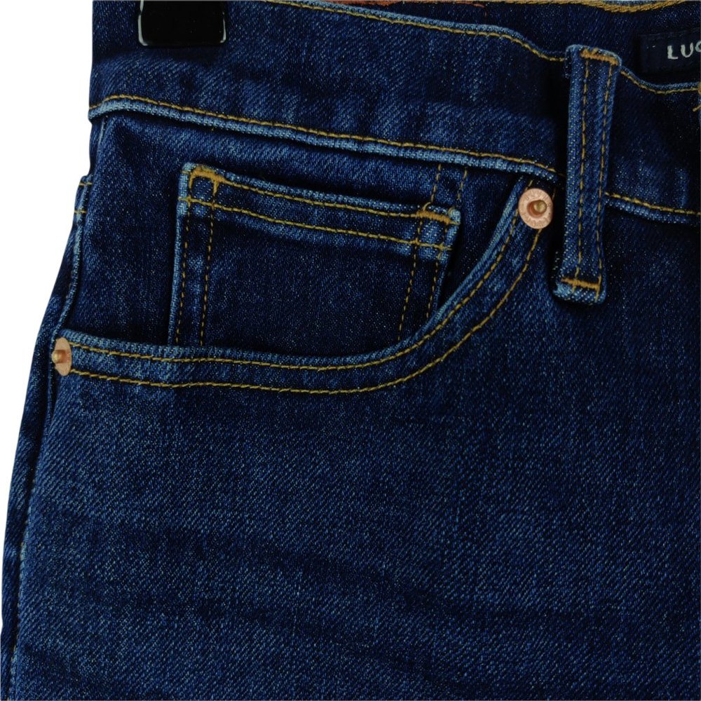 NWT Lucky Brand Mid Rise Ava Crop Mini Boot Cut Dark Wash Raw Hem Jeans - Picture 4 of 9